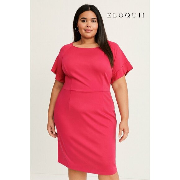 Eloquii Dress Women’s size 22 Pink Midi Stretch Comfort Party Office Career Date - Picture 1 of 15